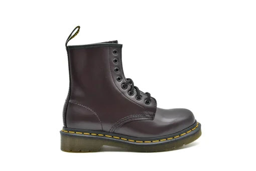 DR. MARTENS 1460 Smooth Leather Lace Up Boots in Burgundy